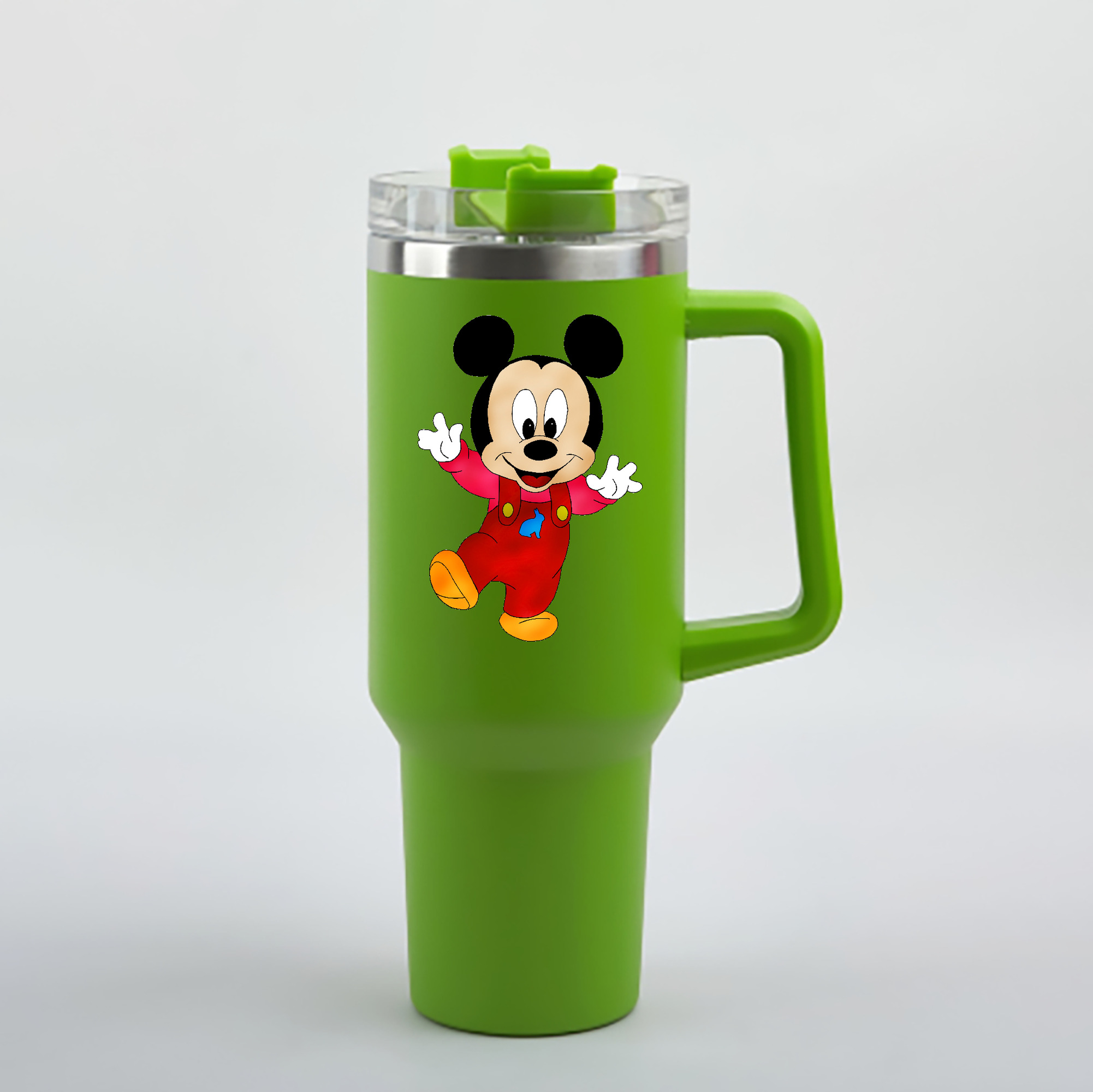 （画像用） ミッキーマウス Mickey Mouse 1200mL車用タンブラー - クリスタルステッカー（プラスチックストロー付き）